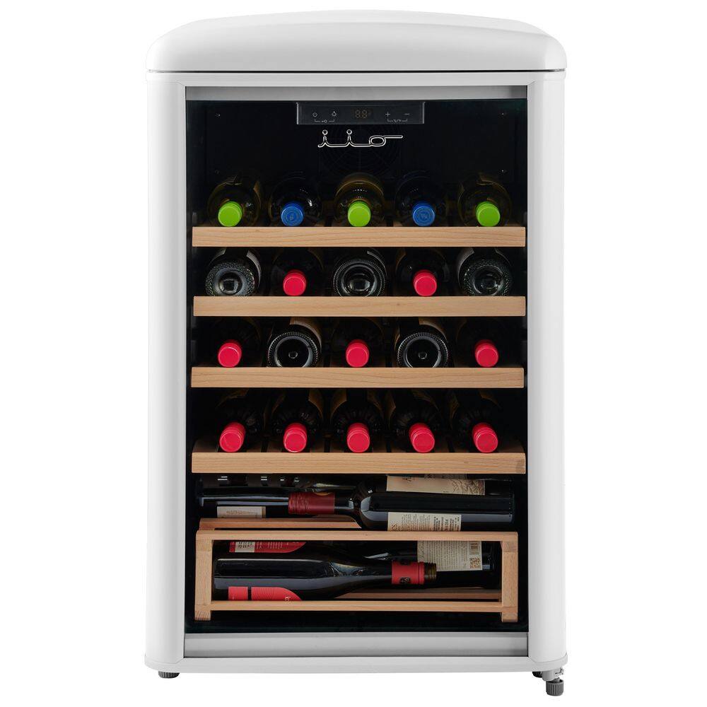 iio 30 Bottle Free Standing Retro Wine Cooler in White iFF2WS30WHV