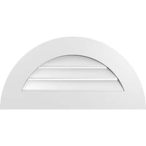 28 in. x 14 in. Half Round Surface Mount PVC Gable Vent: Functional with Standard Frame