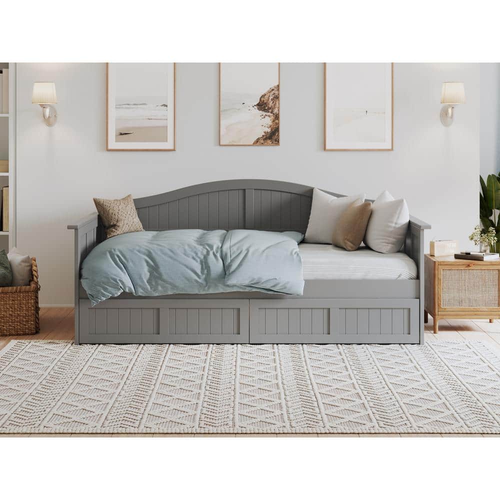Nantucket Gray Twin Wood Daybed with Storage Drawers