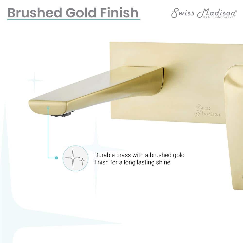 Monaco Brushed Gold Wall-Mount Single-Handle Bathroom Faucet