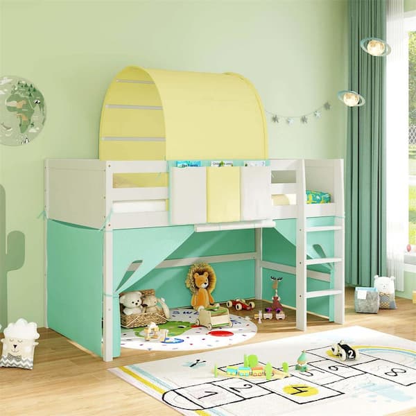 新品未使用room306contemporary tuckdesignsetup Costway Turquoise Twin Loft Bed with Tower and Tent 3