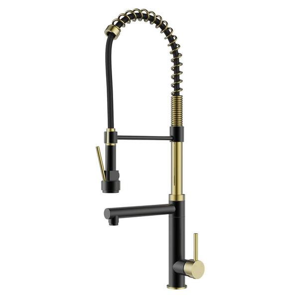 Homlux Single Handle Pull Down Sprayer Kitchen Faucet And Pot Filler In Matte Blackgold 5903