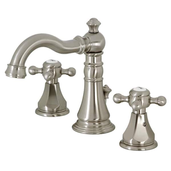 Kingston Brass Metropolitan 2-Handle 8 in. Widespread Bathroom Faucets with Pop-Up Drain in Brushed Nickel