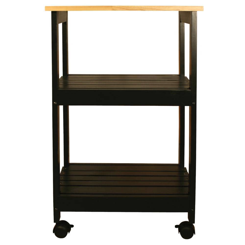 Catskill Craftsmen Black Kitchen Cart with Natural Wood Top 81516 The