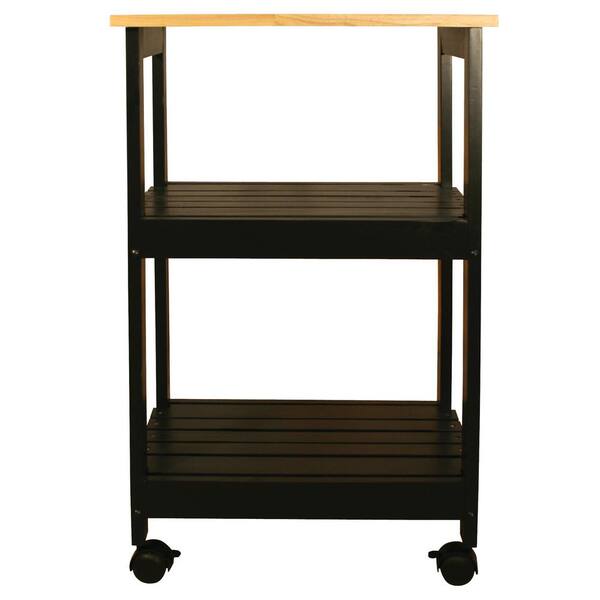 Catskill Craftsmen Black Kitchen Cart with Natural Wood Top