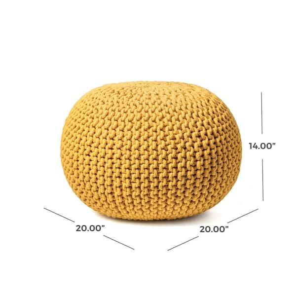 nuLOOM Ling Knit Filled Ottoman Ming Yellow Round Pouf FRHMCO1F