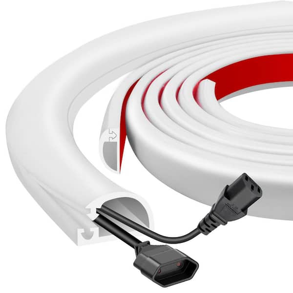 0.63 in. x 10 ft. White Flexible Silicone Wall Wire Hider, Non-Metallic, Self-Adhesive Cord Management Conduit