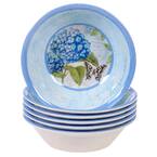 Hydrangea Garden 6-Piece Multi-Colored 7.5 in. x 2 in. All Purpose Bowl Set