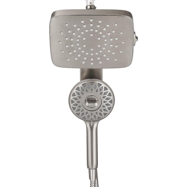 Magnetic 5-Spray Wall Mount Dual Shower Head and Handheld Shower Head with 70 in. hose 1.8 GPM in Brushed Nickel