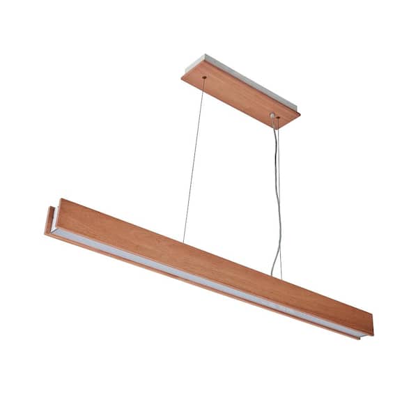 Unbranded 40-Watt 1-Light Natural Brown and White Tubed Integrated LED Pendant Light