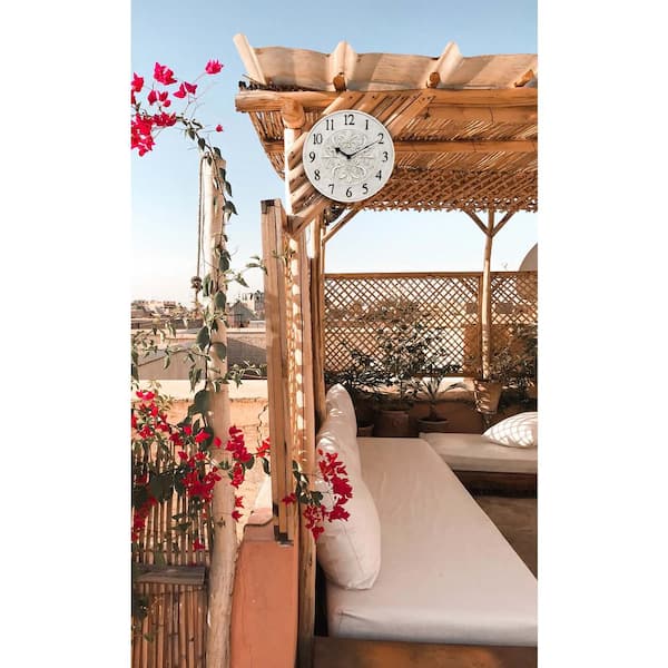 Infinity Instruments Off-White Blanc Fleur Wall Clock 13377ST-C