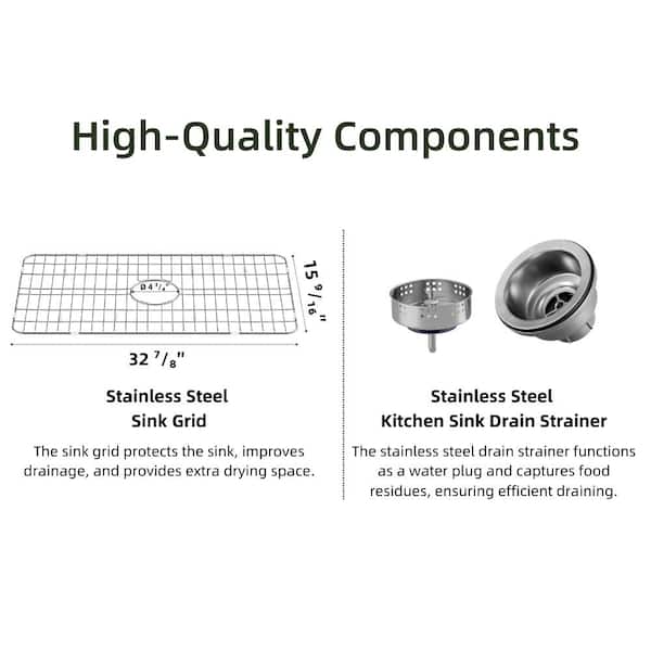 36 in. Apron Front Kitchen Sink, White Single Bowl Fireclay Kitchen Sink, With Strainer Drain and Custom Bottom Grid