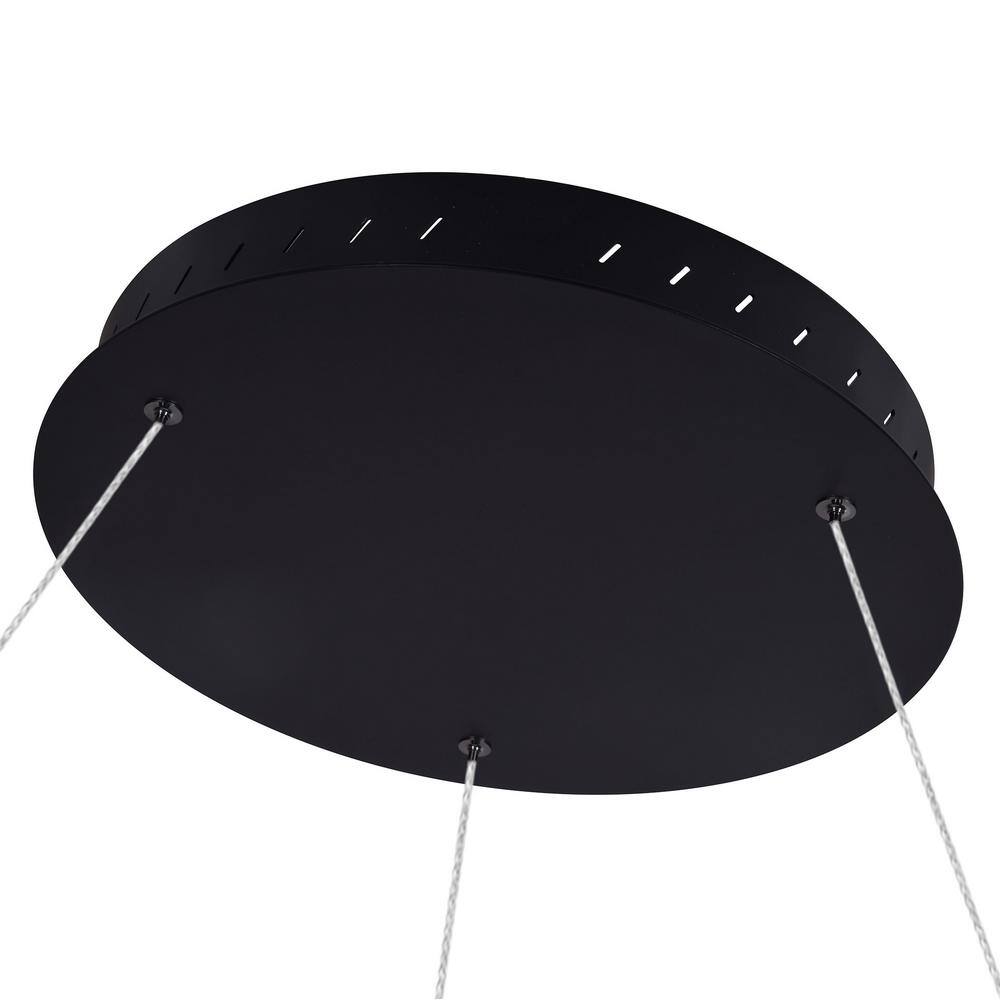 Tania 39" Sleek Black Integrated LED Adjustable Drum Chandelier