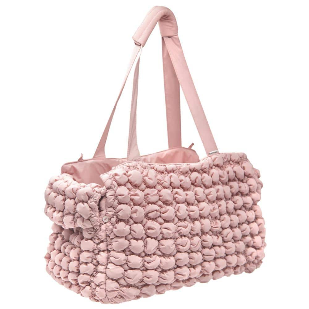 Pearl Pink Quilted Faux Leather Dog Carrier