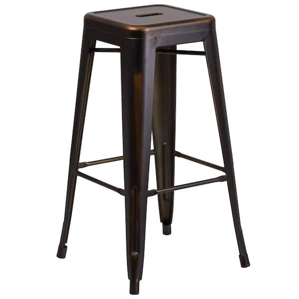 30 in. Distressed Copper Metal Bar Stool