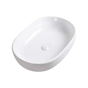Oval Vessel Bathroom Ceramic Sink in White