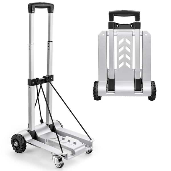 270 lbs Utility Luggage Cart with 4 Wheels, 100% Aluminum Hand Truck Dolly, Folding Hand Truck with Advanced Tank Wheels