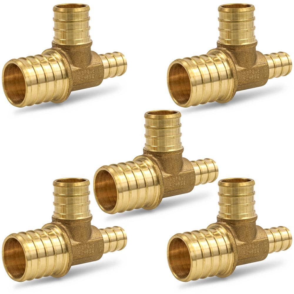 1 in. x 1/2 in. x 3/4 in. Brass PEX Barb Reducing Tee Pipe Fittings (5-Pack) price history on PriceWatchPro