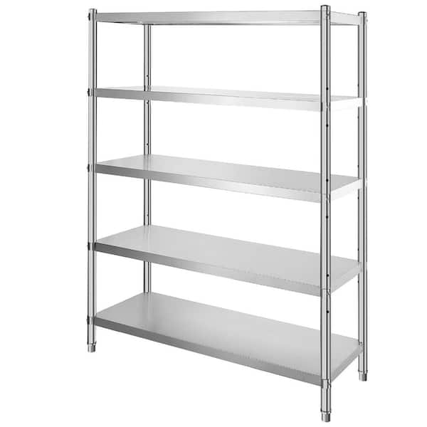 Stainless Steel Shelving Unit 48x18.5 in, 5-Tier Adjustable Rack, Heavy Duty, 330 Lbs per Shelf, For Kitchen Garage