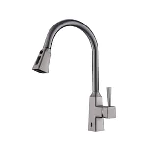 Three Modes of Spray Induction Zinc Alloy Kitchen Faucet in Brushed Nickel