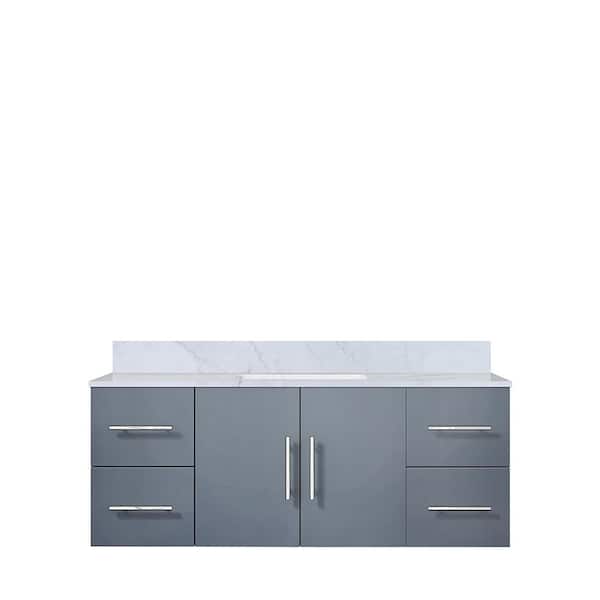 Geneva 48 in. W x 22 in. D Dark Grey Bath Vanity and Carrara Marble Top