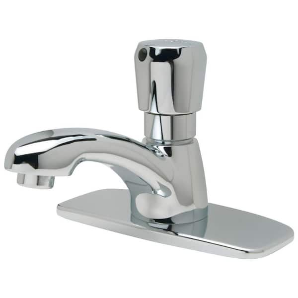 Zurn Single-Hole Metering Faucet, 0.5 GPM Vandal-Resistant Pressure-Compensating Spray, Push-Button, 4 in. Cover Plate