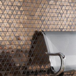 Deco Lava Triangle Bronze 13.18 in. x 13.22 in. Metallic Lava Stone Floor and Wall Mosaic Tile (1.29 sq. ft./Each)