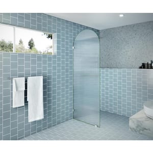 Maven 30 in. W x 86.75 in. H x .375 in. D Frameless Shower Door - Arched Fluted Single Fixed Panel