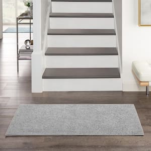 Essentials doormat 2 ft. x 4 ft. Silver Gray Solid Contemporary Indoor/Outdoor Patio Kitchen Area Rug