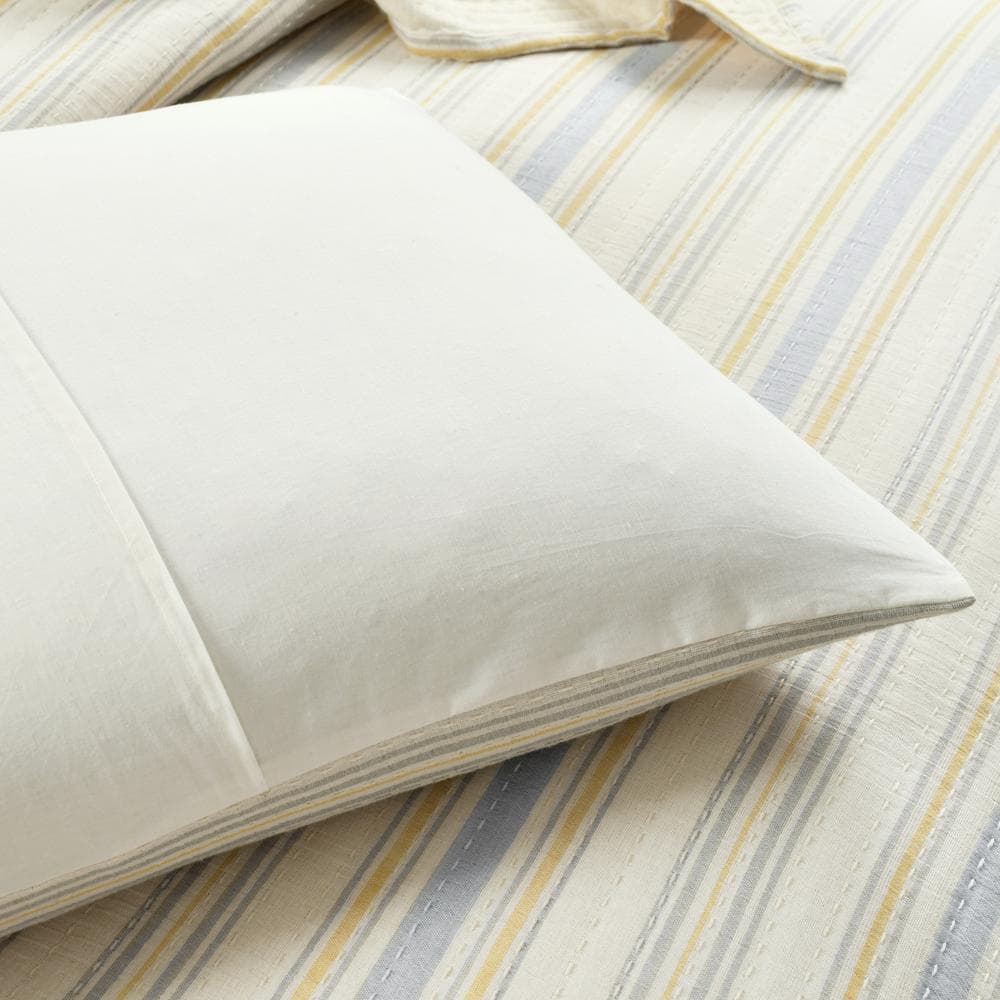 King Size Gray and Yellow Cotton Reversible Quilt Set