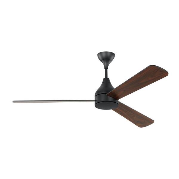 Generation Lighting - Streaming Smart 60 in. LED Indoor/Outdoor Midnight Black Ceiling Fan with Remote Control and Reversible Motor