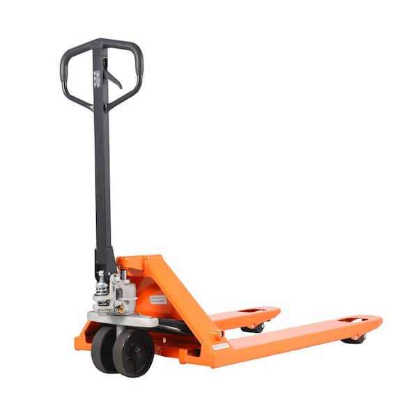 Orange 7.3 in. Max Lift Hand Pallet Jack 5500 lbs. Warehouse Pallet Truck 48 x 27 in. Fork Size