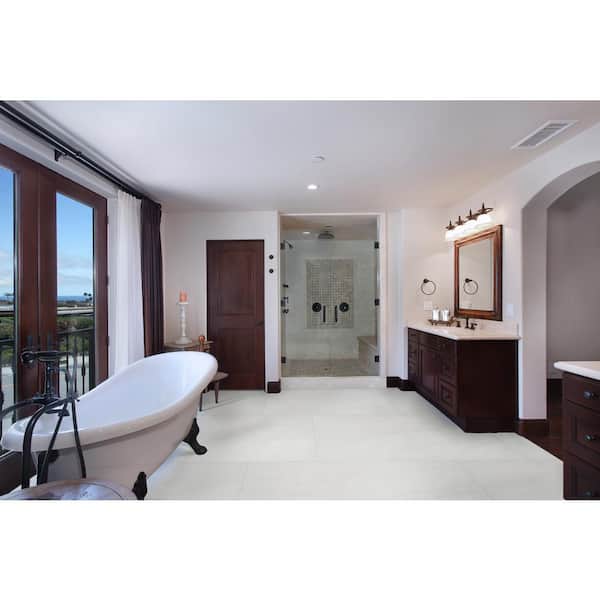 Pavia Blanc 24 in. x 48 in. Matte Porcelain Stone Look Floor and Wall Tile (16 sq. ft./Case)