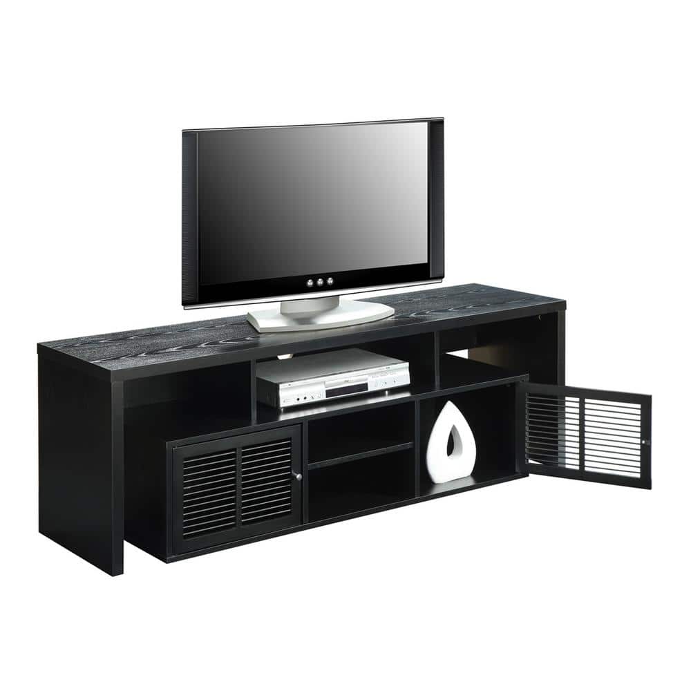Lexington 60" Modern Retro Black TV Stand with Spindle Cabinet Doors