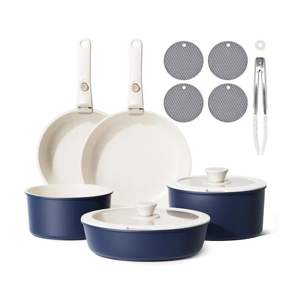 5 Piece Nonstick Stackable Induction Cookware Set Petal Finish Aluminum Removable Handle Dishwasher Safe Oven Stovetop