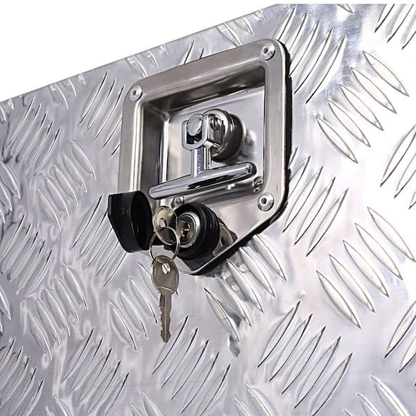 17.3 in. W Aluminum Silver Outdoor Tool Storage Box, Suitable for Outdoor Storage, with Lock and Key