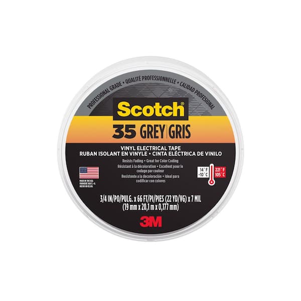 Scotch 3/4 in. x 66 ft. Vinyl Color Coding Electrical Tape, Gray