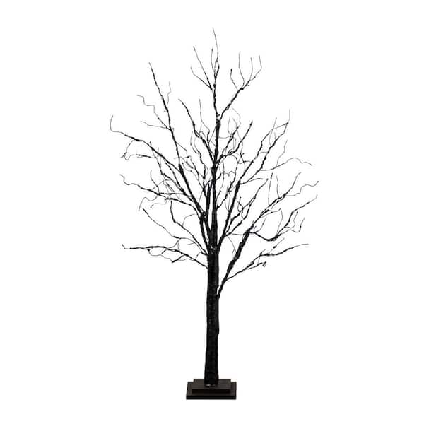 4ft. Pre-Lit Halloween Black Twig Artificial Tree with 180 Orange and Purple LED Lights