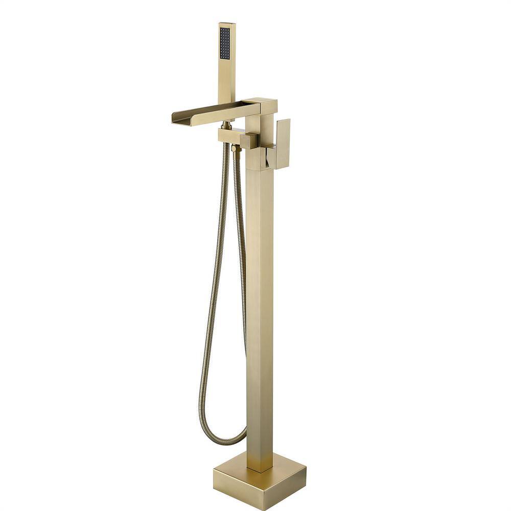 FLG SingleHandle Waterfall Claw Foot Freestanding Tub Faucet with Hand