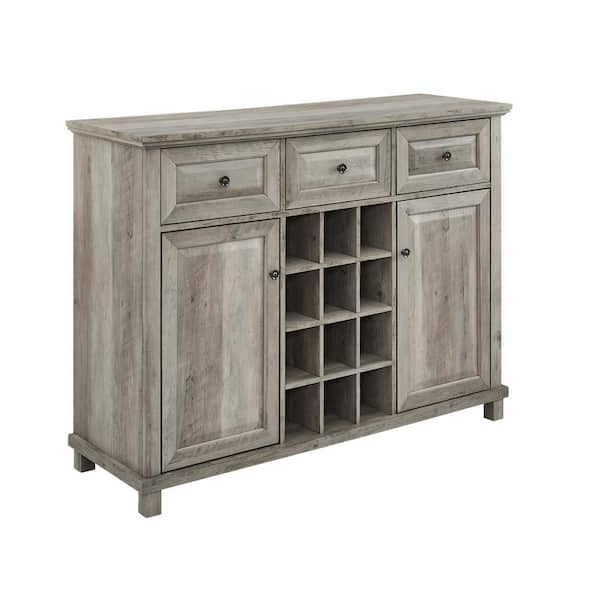 Home Source Industries Home Source Cabinet in Grey Wash Finish with Mesh Doors and Wine Rack