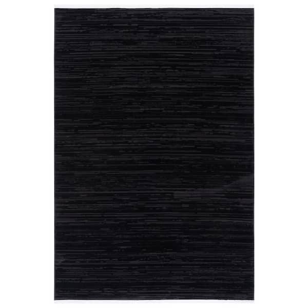Mila 8 ft. x 10 ft. Beige/Black Solid Color Striped Area Rug