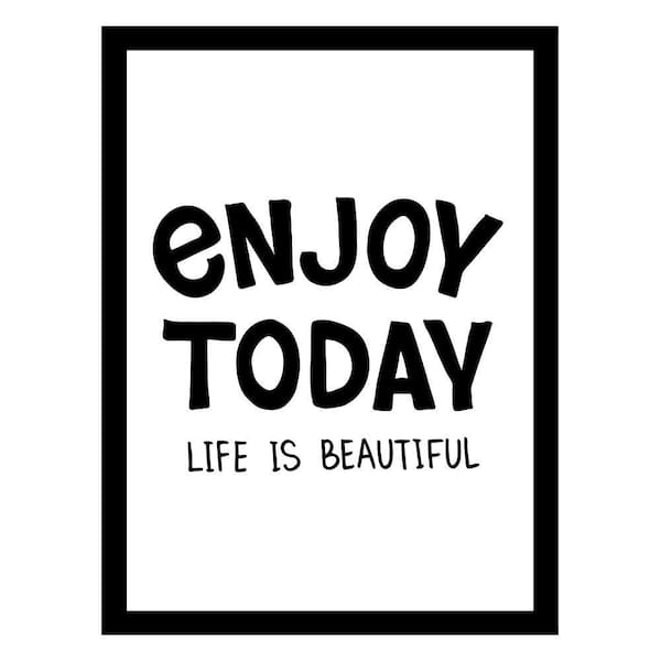 VENICE BEACH Collections Enjoy Today Life Is Beautiful by Unknown 1 Piece Framed Graphic Print Abstract Poster Art Print 18 in. x 14 in.