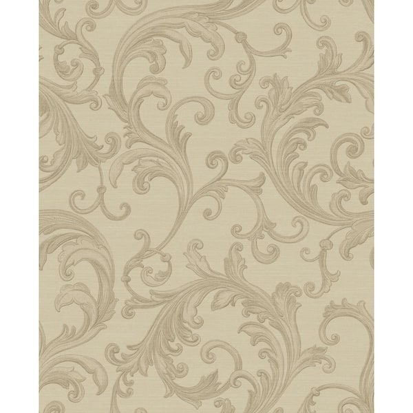 Noemi Taupe Acanthus Vinyl Wallpaper