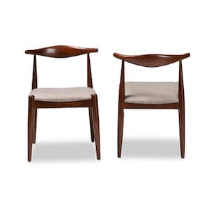 Amato Light Gray and Walnut Fabric Dining Chair (Set of 2)