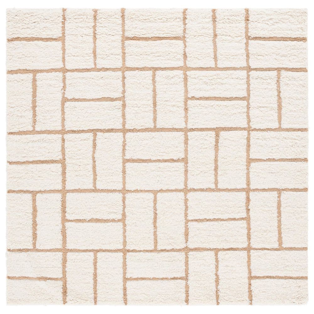SAFAVIEH Casablanca 6 ft. x 6 ft. Natural/Ivory Geometric Grid Square ...
