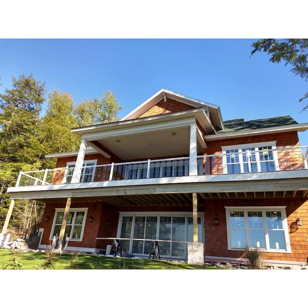 8 ft. x 42 in. White Aluminum Frame Glass Baluster Railing Kit