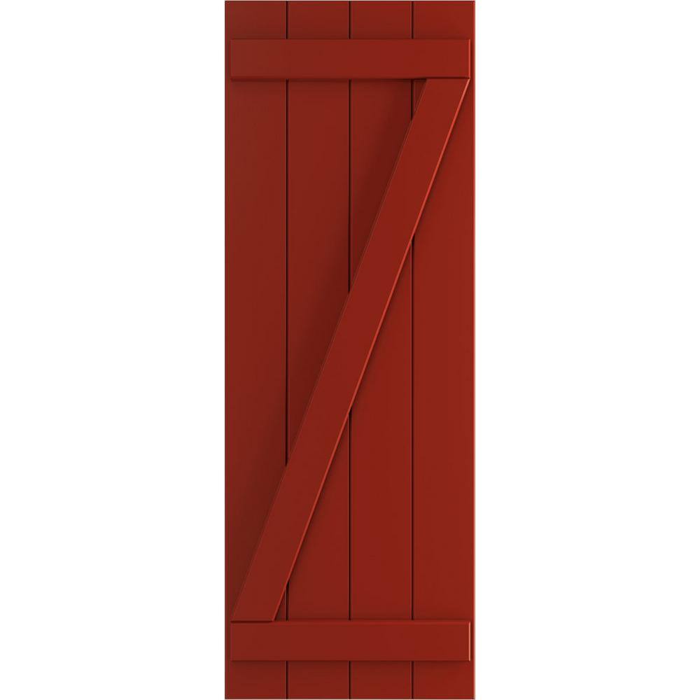21-1/2 in. x 37 in. True Fit PVC Four Board Joined with Z-Bar Board and Batten Shutters Pair in Fire Red price history on PriceWatchPro