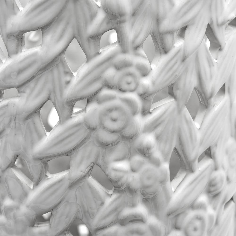 20" White Bamboo Lattice Porcelain Umbrella Stand