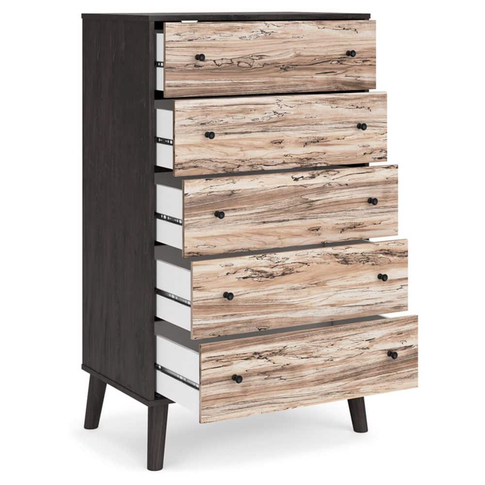Piperton Two-Tone 5-Drawer Chest with Charcoal and Sugarberry Finish