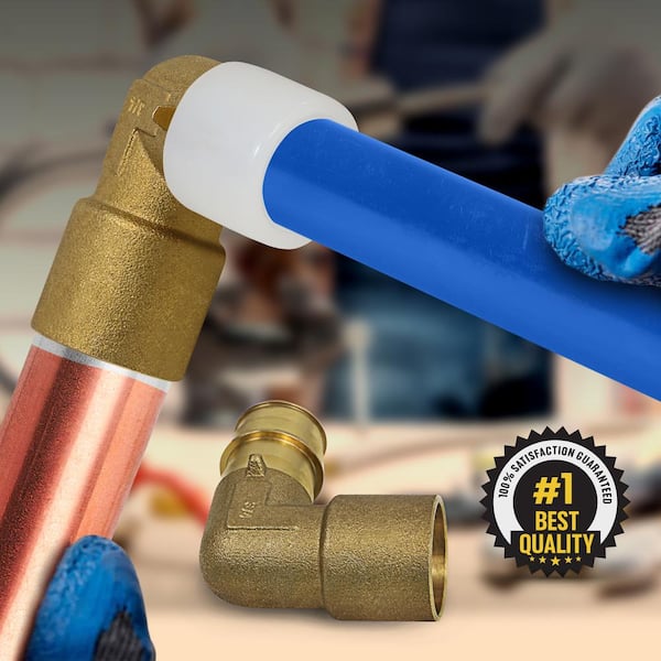 The Plumber's Choice 1/2 in. x 3/4 in. Pex A x Female Sweat Expansion Pex  Elbow, Lead Free Brass 90° for Use in Pex A-Tubing QXTM1234-OM - The Home  Depot